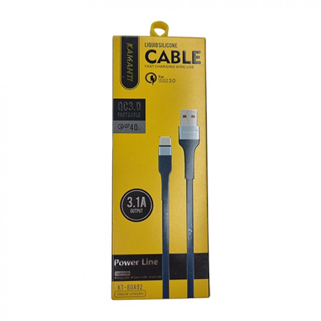 کابل شارژ تایپ سی کامانتی مدل cable type c kamanti kt-80a92 یک متری